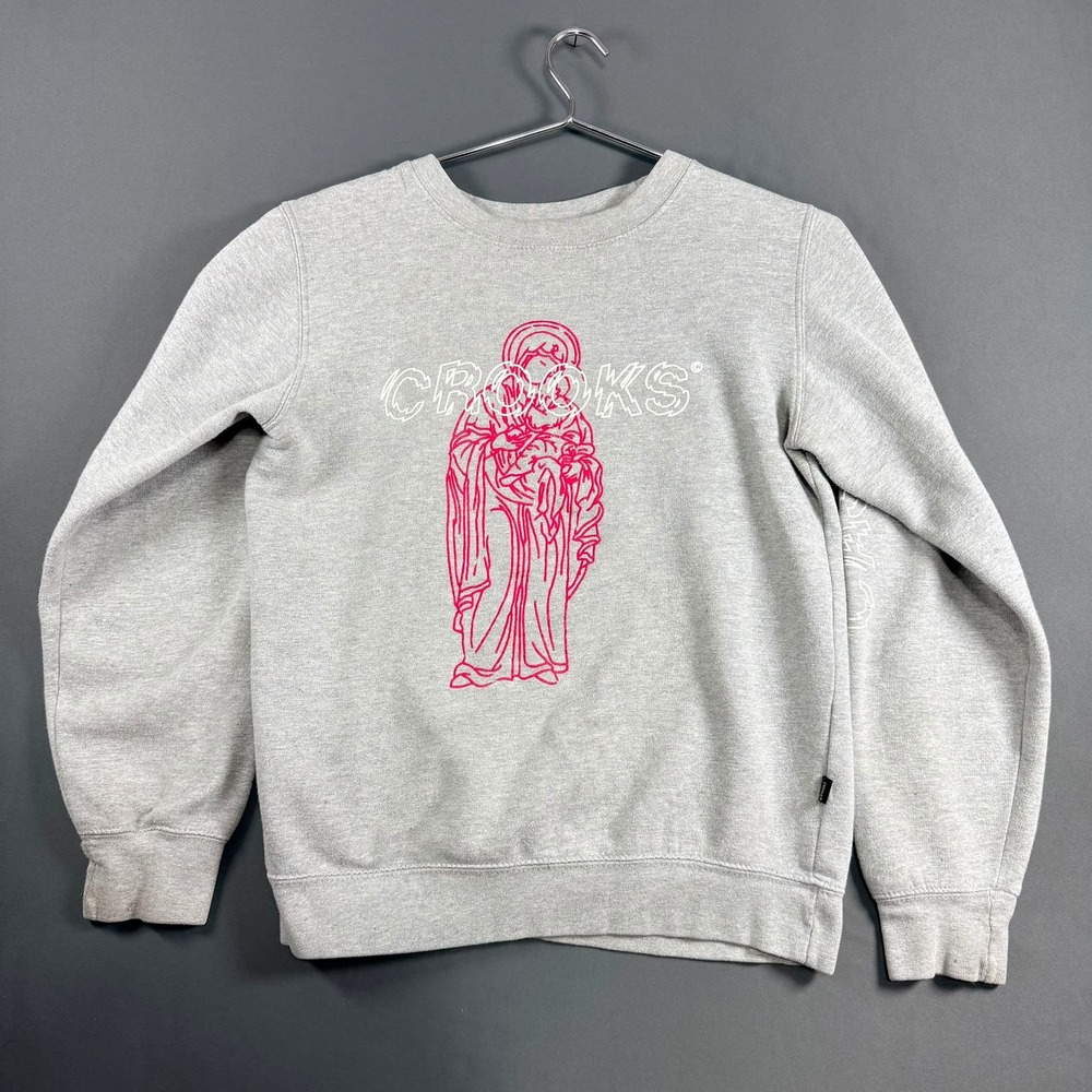 Crooks & Castles Graphic Crewneck Sweatshirt Heather Gray Women's Small S